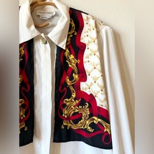 Casual Corner White and Red Shirt